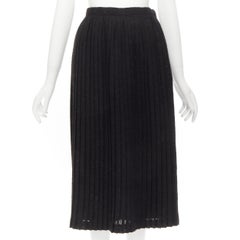 COMME DES GARCONS 1970s Vintage black wool knife pleat knee length skirt S