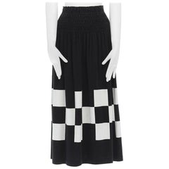COMME DES GARCONS 1980s black cotton checkered print hem skirt S 28"
