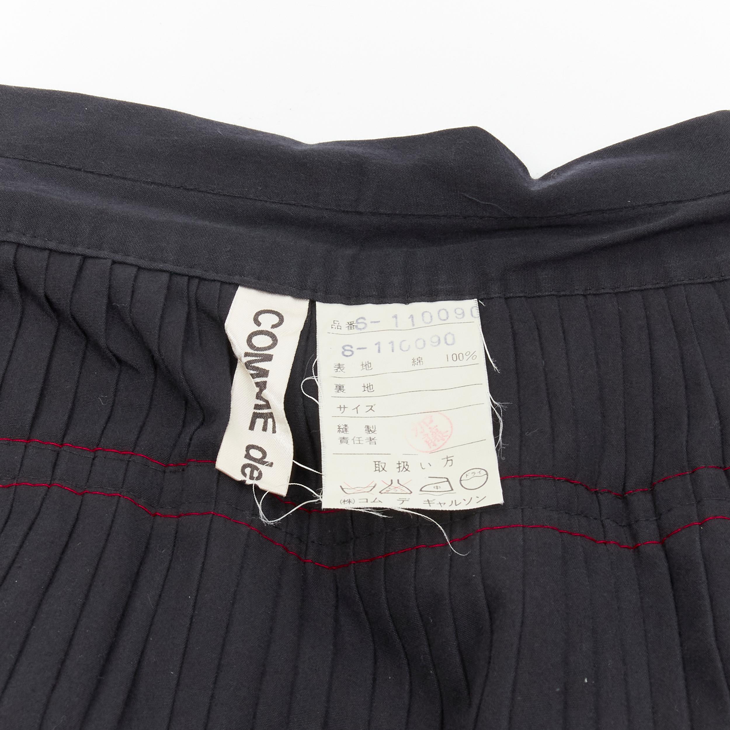 COMME DES GARCONS 1980s black geometric pattern pleated wrapped flared skirt S For Sale 5