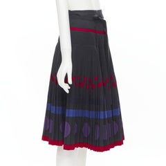 COMME DES GARCONS 1980s black geometric pattern pleated wrapped flared skirt S