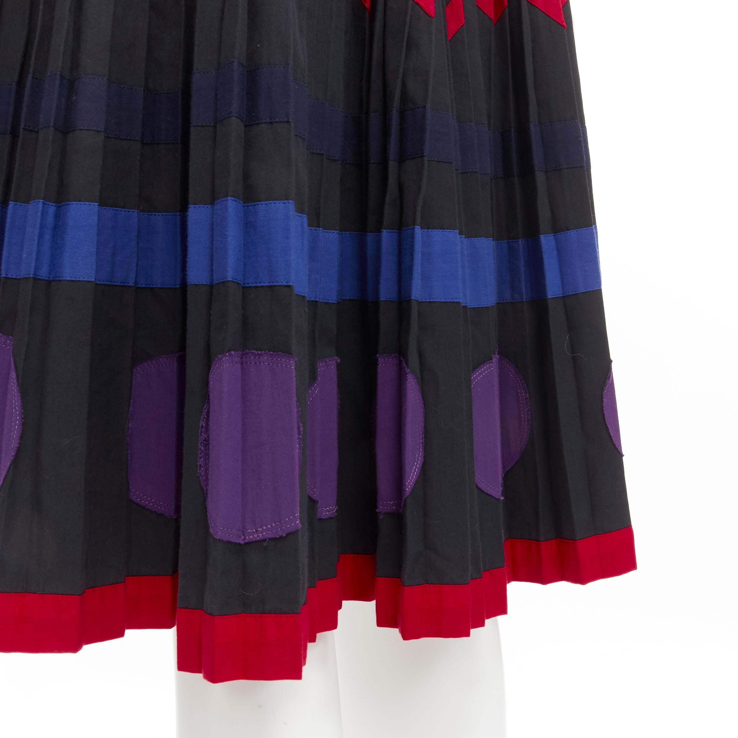 COMME DES GARCONS 1980s black geometric pattern pleated wrapped flared skirt S For Sale 2