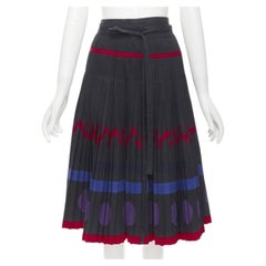 COMME DES GARCONS 1980s black geometric pattern pleated wrapped flared skirt S