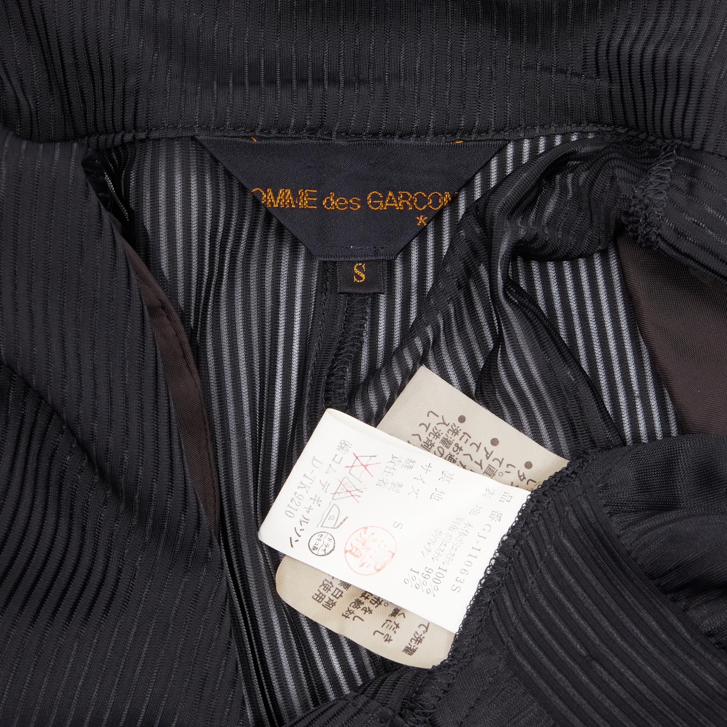 COMME DES GARCONS 1980's black striped sheer ruffle cropped blazer jacket S For Sale 1