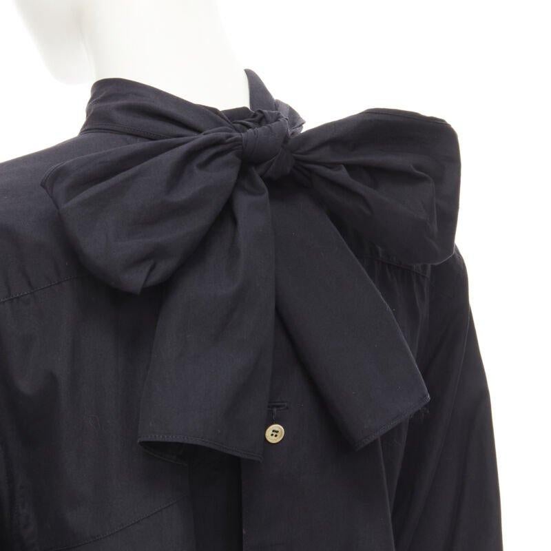 Black COMME DES GARCONS 1980s Vintage black asymmetric tiered flared tie back shirt M For Sale