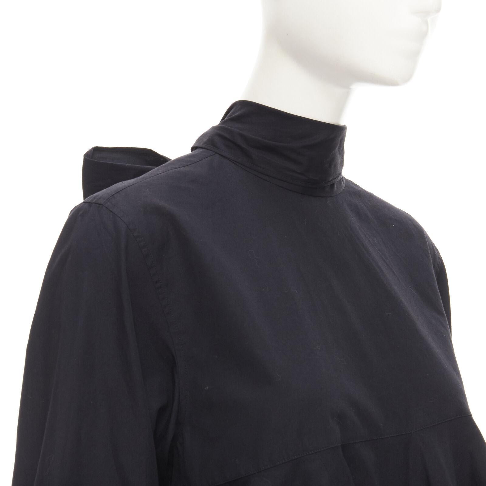 COMME DES GARCONS 1980s Vintage black asymmetric tiered flared tie back shirt M For Sale 2