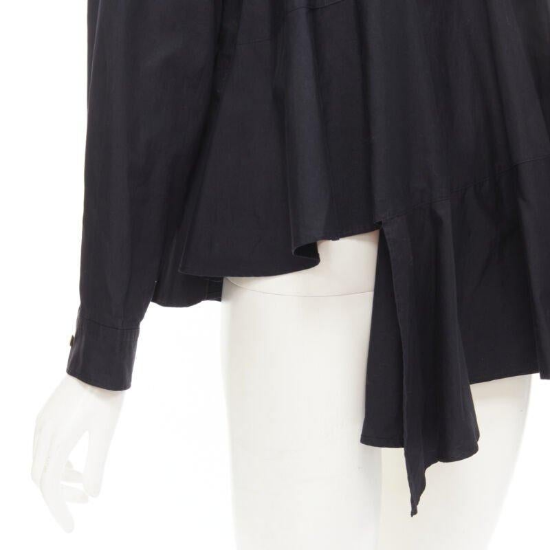COMME DES GARCONS 1980s Vintage black asymmetric tiered flared tie back shirt M For Sale 3