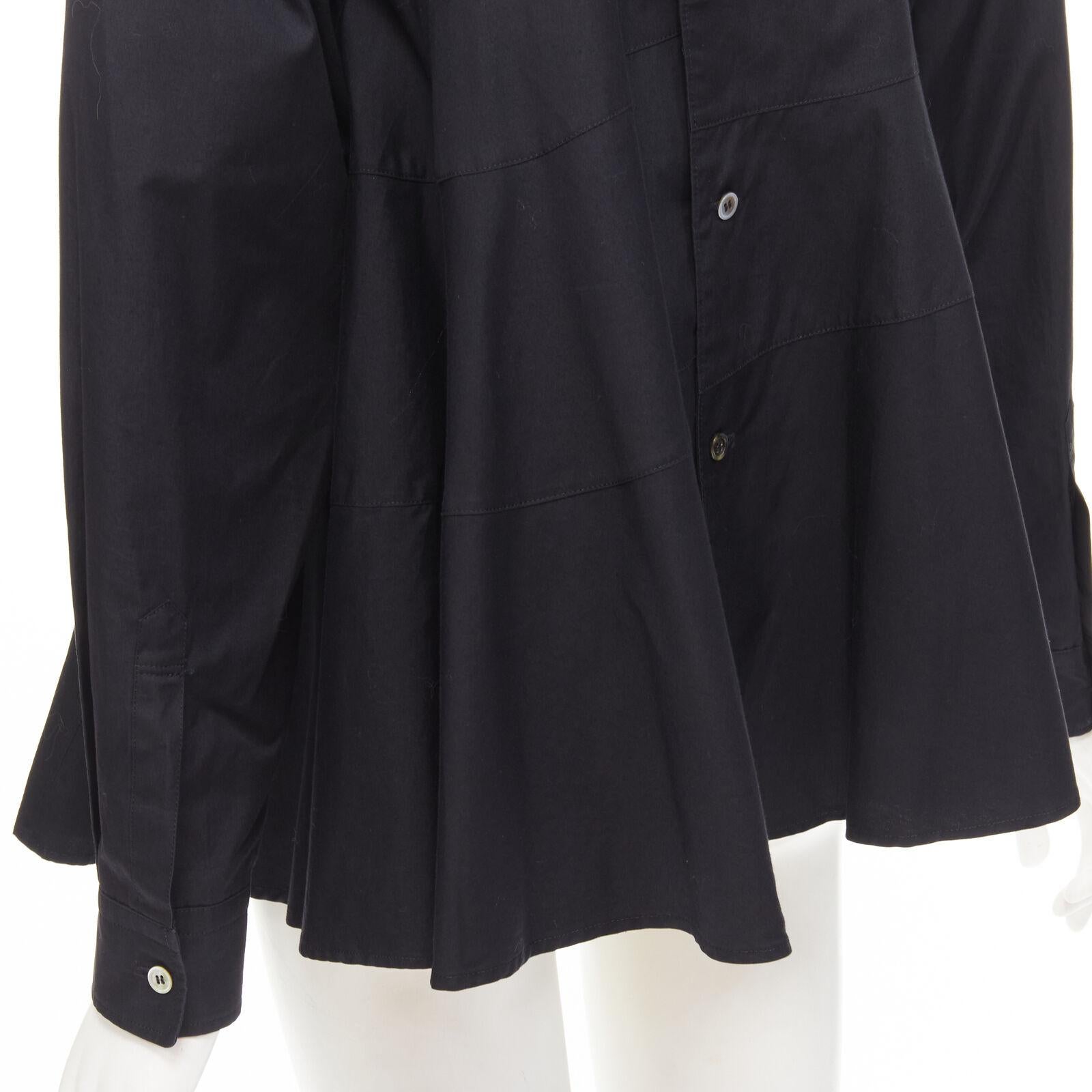 COMME DES GARCONS 1980s Vintage black asymmetric tiered flared tie back shirt M For Sale 4