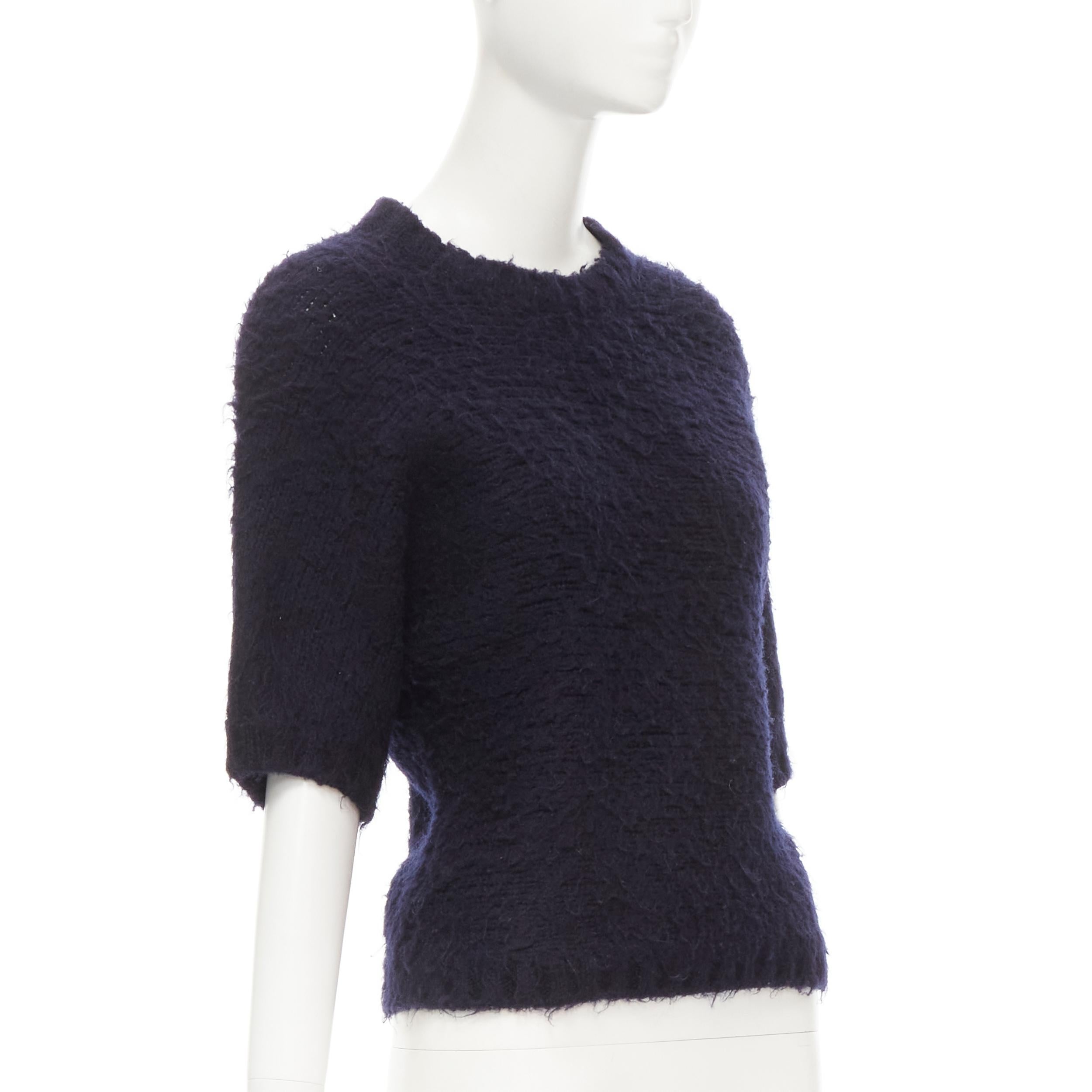 COMME DES GARCONS 1980s Vintage black boiled wool fluffy sweater M In Excellent Condition For Sale In Hong Kong, NT
