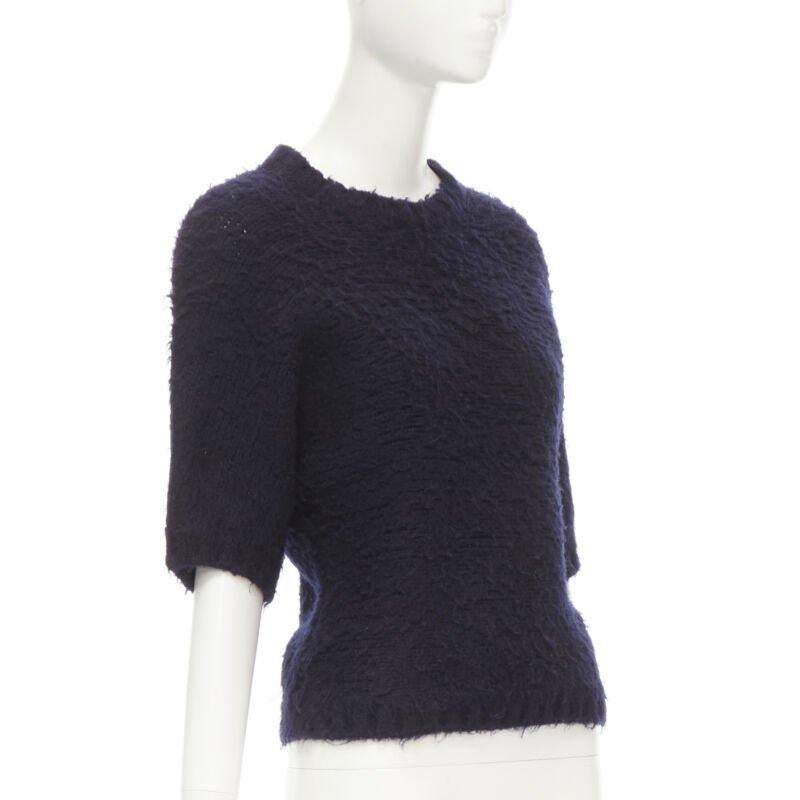 COMME DES GARCONS 1980s Vintage black boiled wool fluffy sweater M In Excellent Condition For Sale In Hong Kong, NT