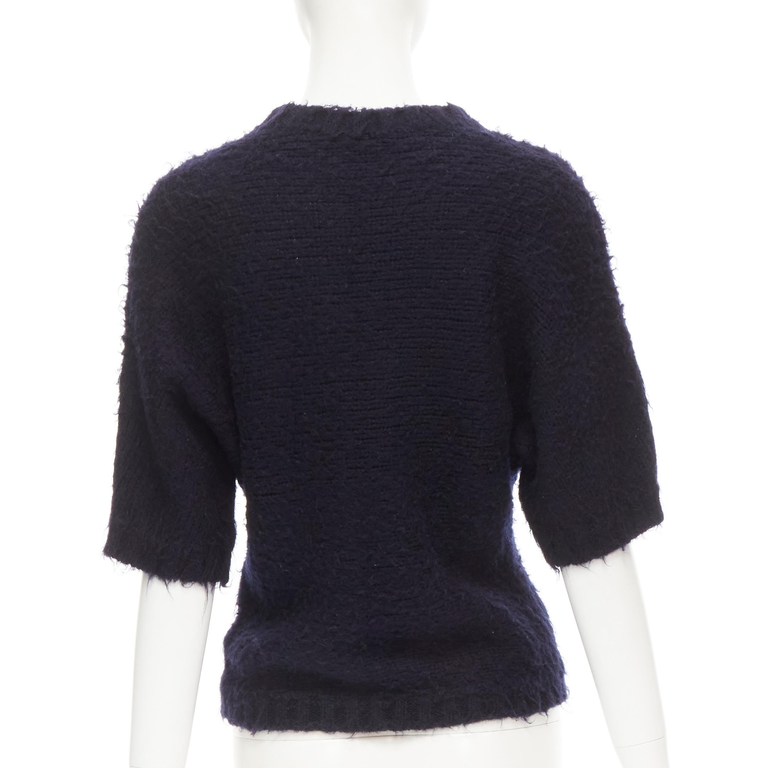 COMME DES GARCONS 1980s Vintage black boiled wool fluffy sweater M For Sale 1