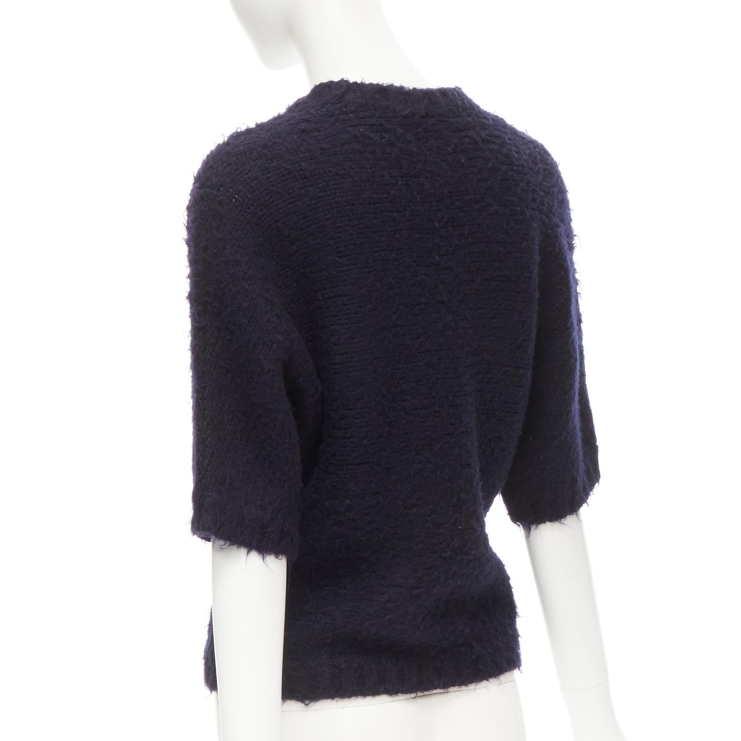 COMME DES GARCONS 1980s Vintage black boiled wool fluffy sweater M For Sale 2