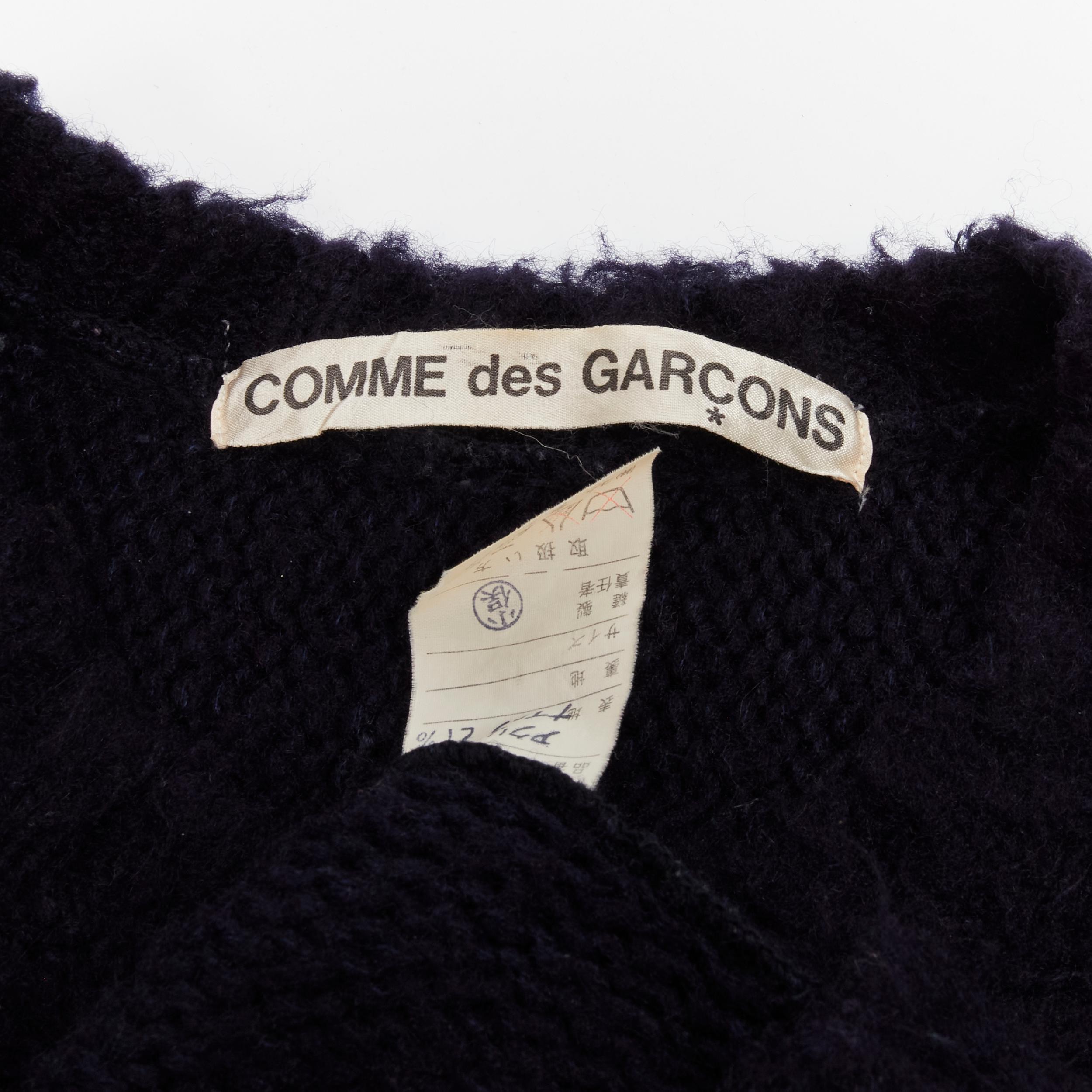 COMME DES GARCONS 1980s Vintage black boiled wool fluffy sweater M For Sale 3