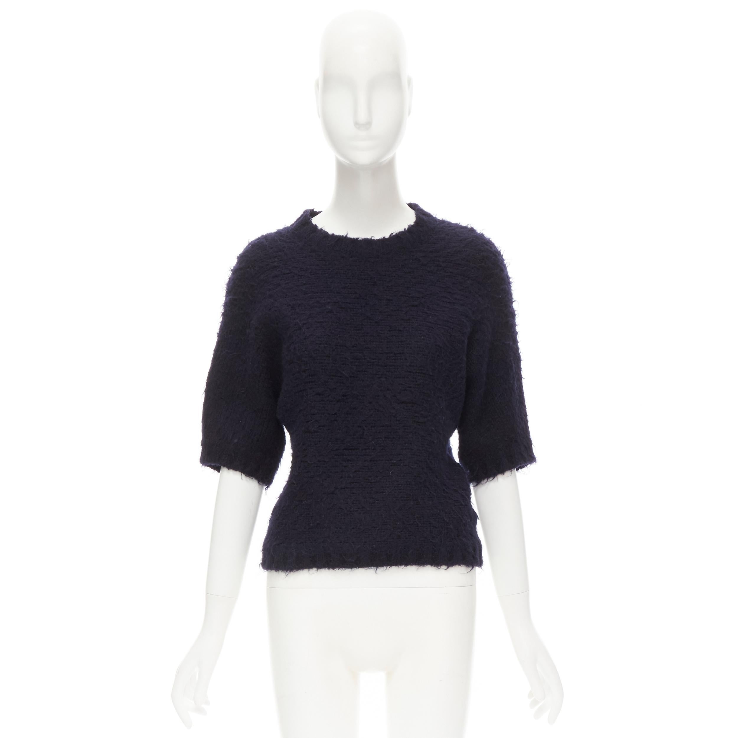 COMME DES GARCONS 1980s Vintage black boiled wool fluffy sweater M For Sale 4