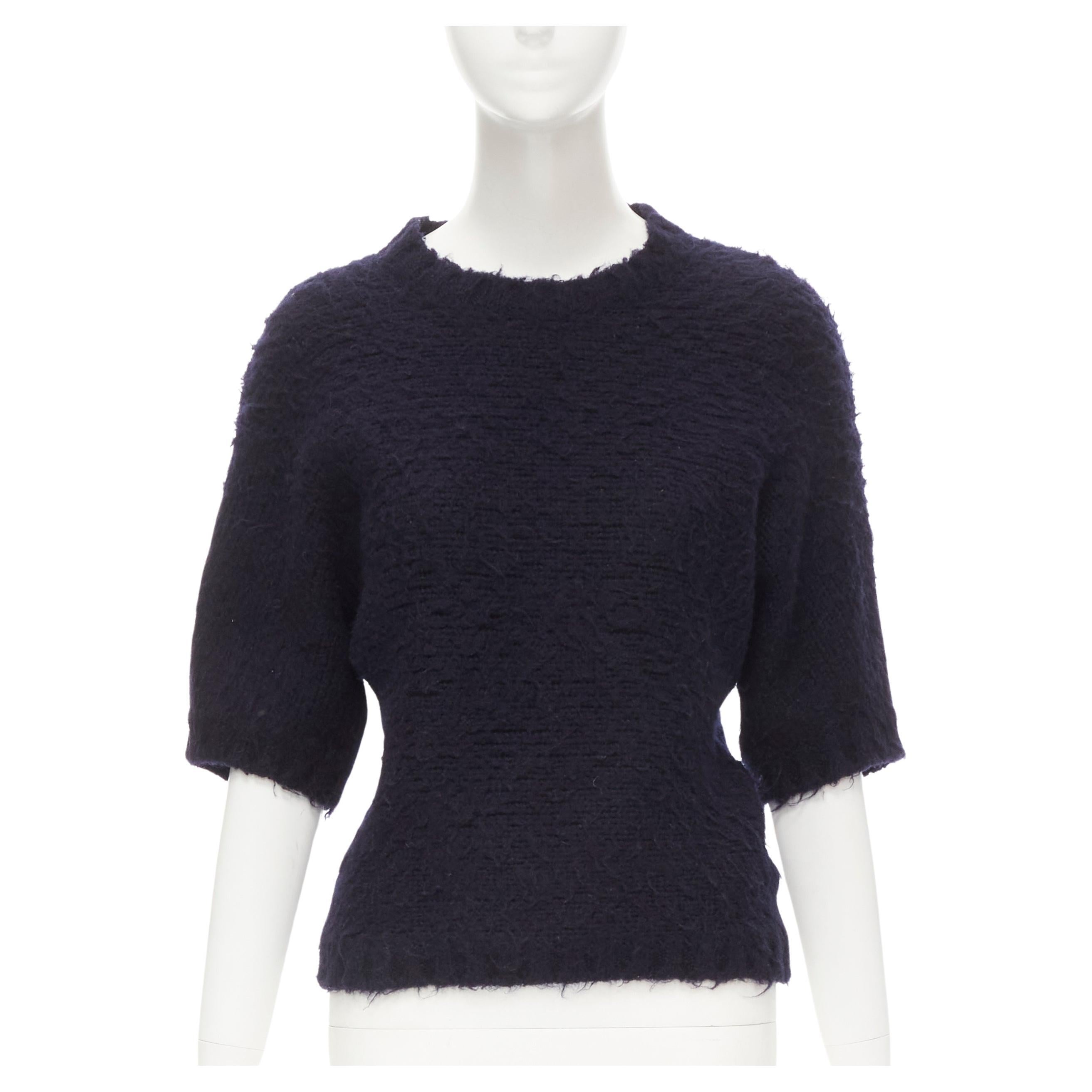 COMME DES GARCONS 1980s Vintage black boiled wool fluffy sweater M For Sale