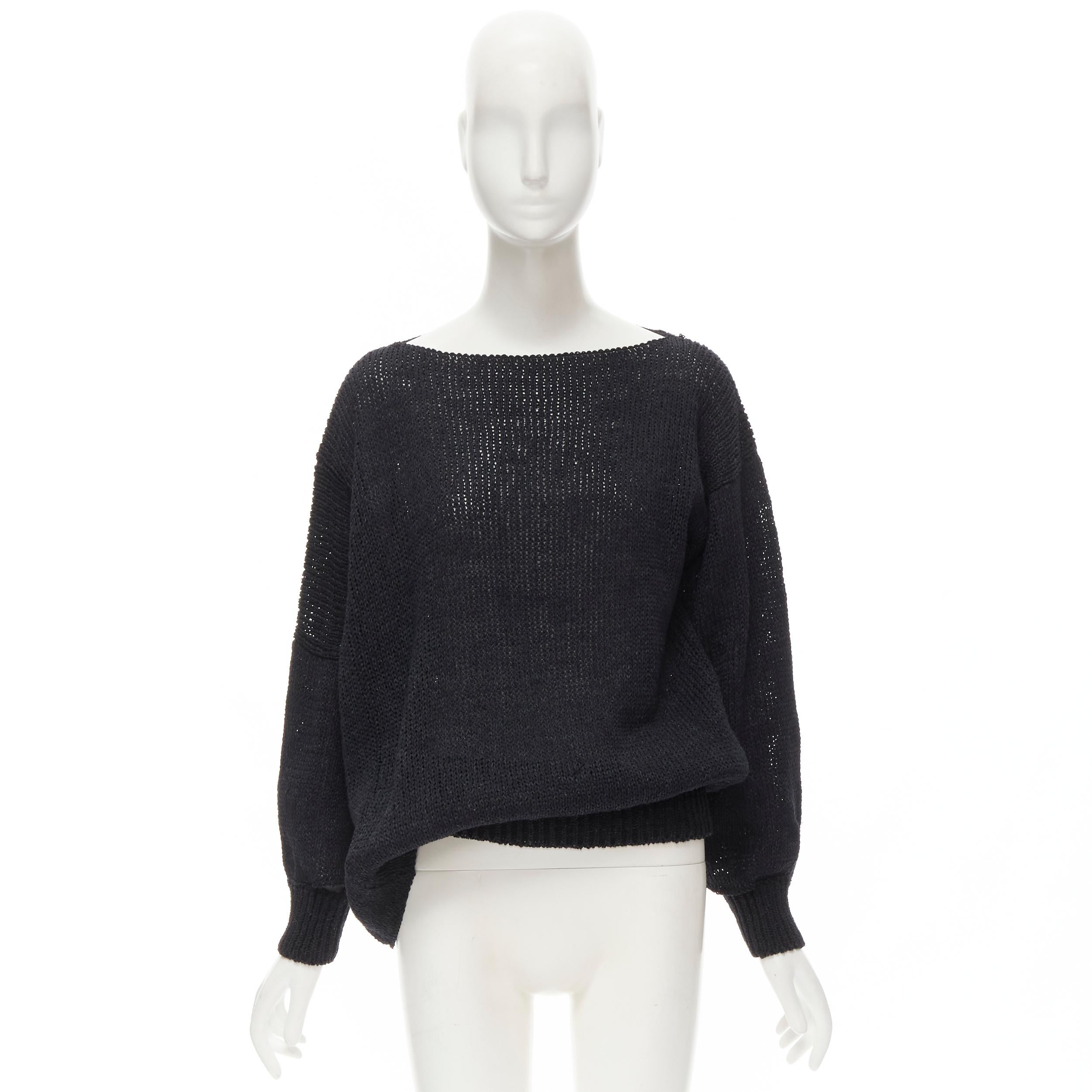 COMME DES GARCONS 1980's Vintage black coated deconstructed hem sweater M For Sale 4