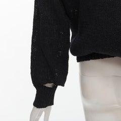 COMME DES GARCONS 1980's Vintage black coated deconstructed hem sweater M