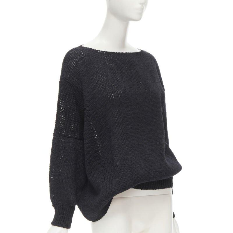 Noir COMME DES GARCONS Pull à ourlet déconstruit enduite noire vintage des années 1980, M en vente