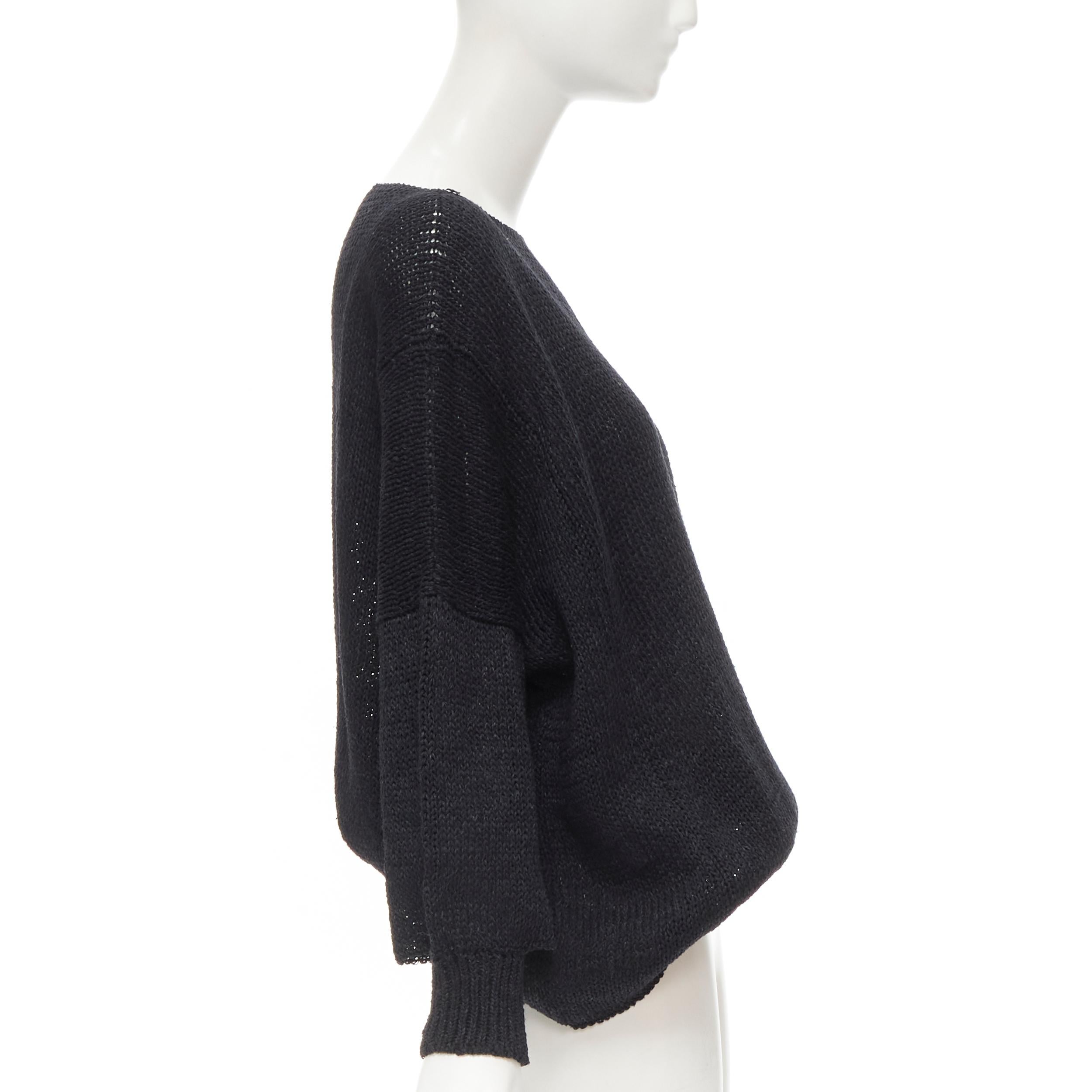Black COMME DES GARCONS 1980's Vintage black coated deconstructed hem sweater M For Sale