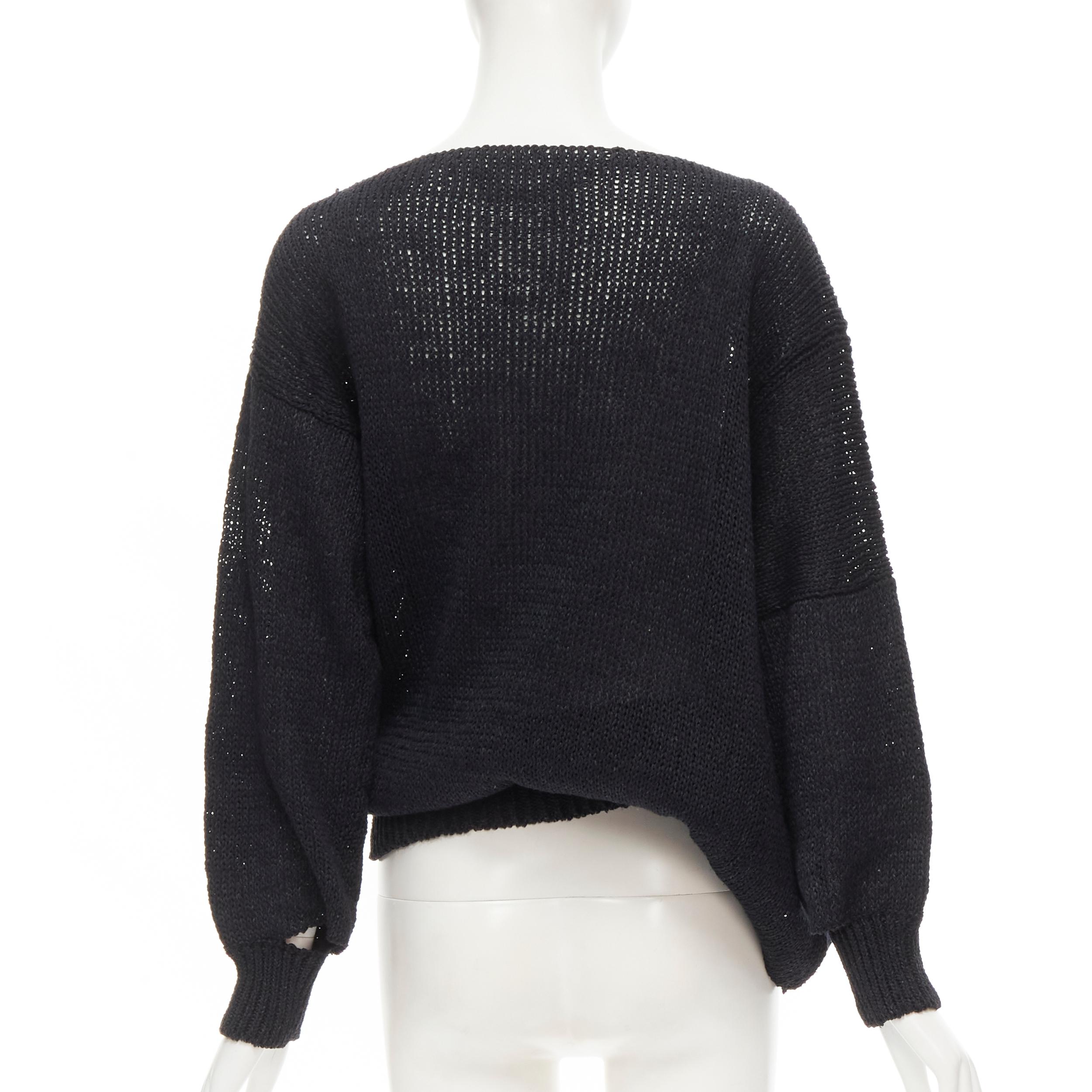 COMME DES GARCONS 1980's Vintage black coated deconstructed hem sweater M In Excellent Condition For Sale In Hong Kong, NT