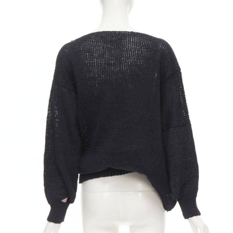 COMME DES GARCONS Pull à ourlet déconstruit enduite noire vintage des années 1980, M Pour femmes en vente