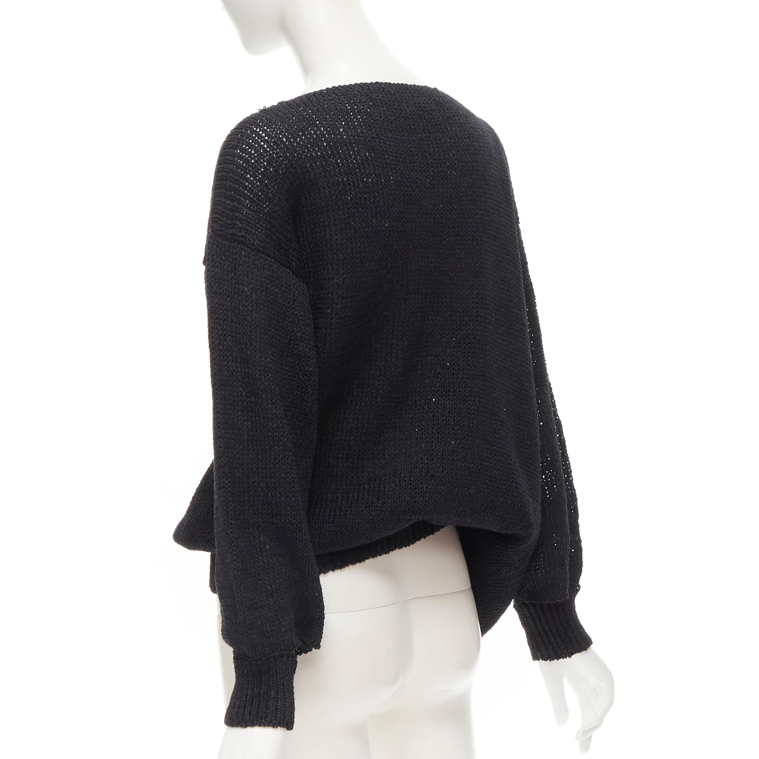 Women's COMME DES GARCONS 1980's Vintage black coated deconstructed hem sweater M For Sale