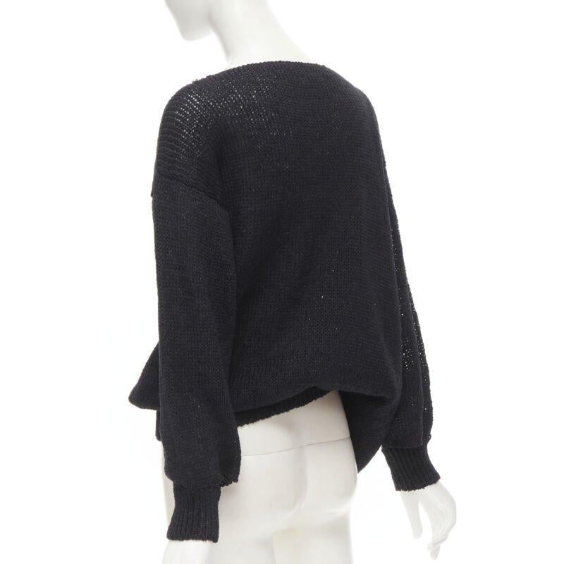 COMME DES GARCONS Pull à ourlet déconstruit enduite noire vintage des années 1980, M en vente 1