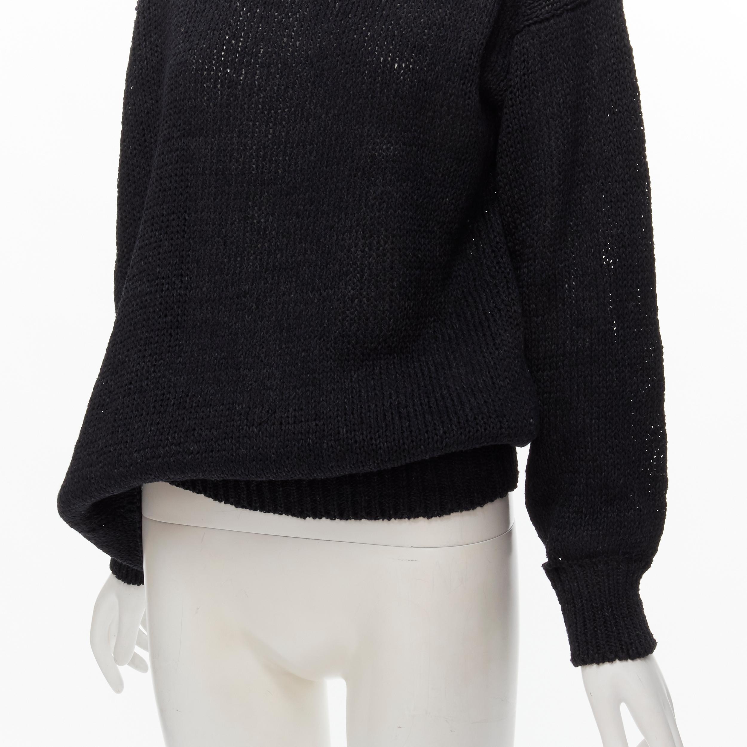COMME DES GARCONS 1980's Vintage black coated deconstructed hem sweater M For Sale 1