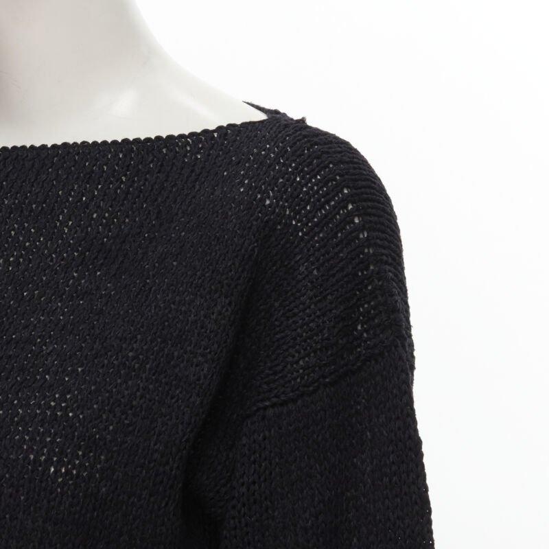 COMME DES GARCONS Pull à ourlet déconstruit enduite noire vintage des années 1980, M en vente 3