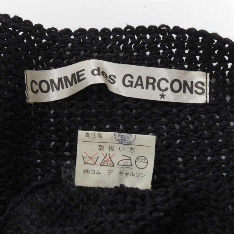 COMME DES GARCONS Pull à ourlet déconstruit enduite noire vintage des années 1980, M en vente 4