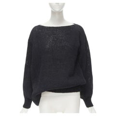 COMME DES GARCONS 1980's Vintage black coated deconstructed hem sweater M
