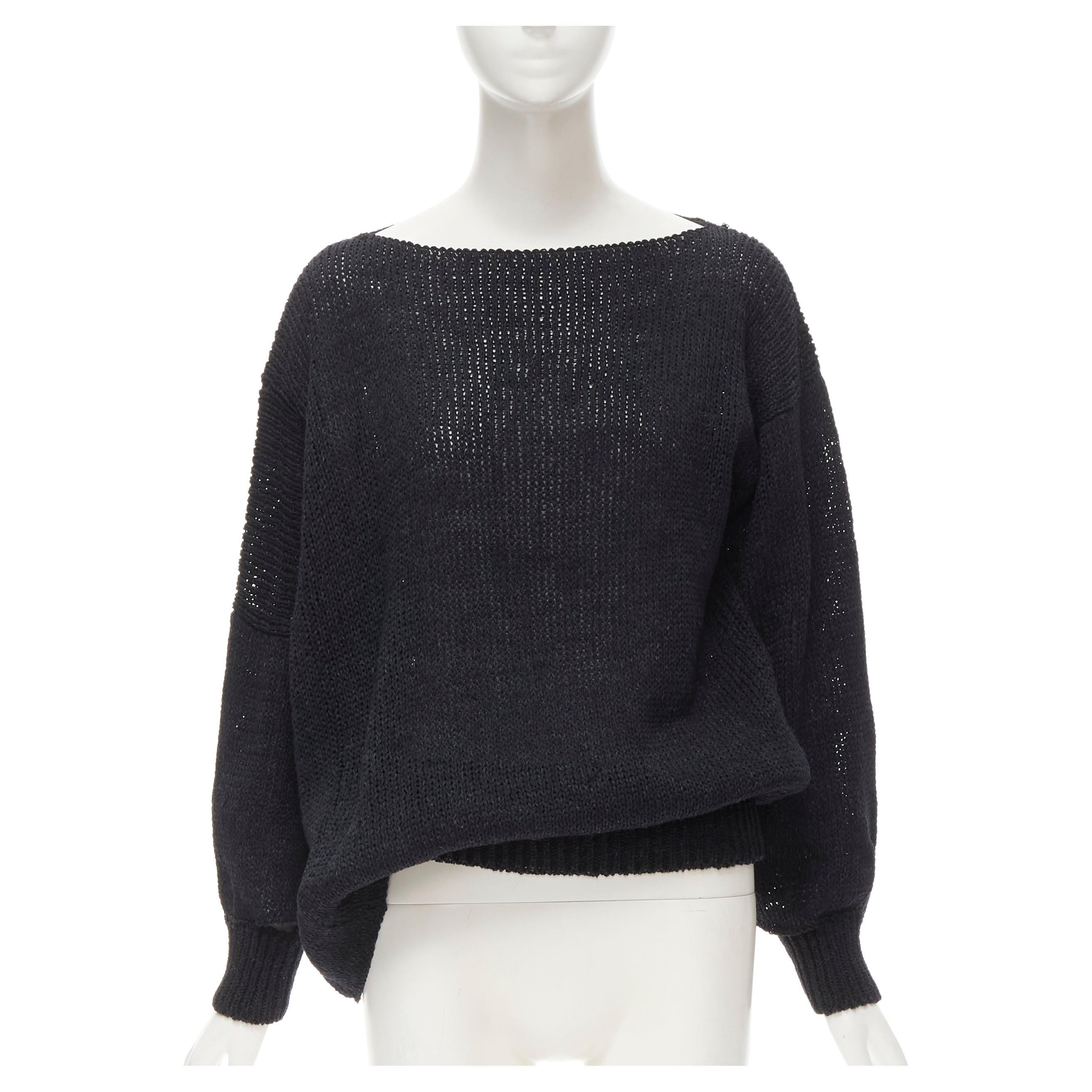 COMME DES GARCONS 1980's Vintage black coated deconstructed hem sweater M For Sale