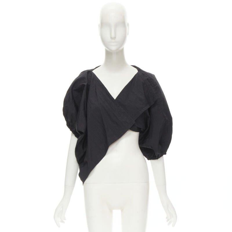 COMME DES GARCONS Vintage anni '80 Giacca a coprispalle in nylon nero stropicciato in vendita 5