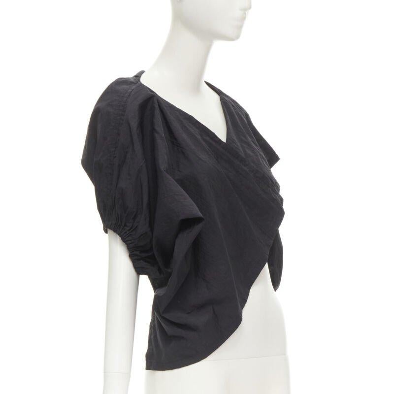 Nero COMME DES GARCONS Vintage anni '80 Giacca a coprispalle in nylon nero stropicciato in vendita