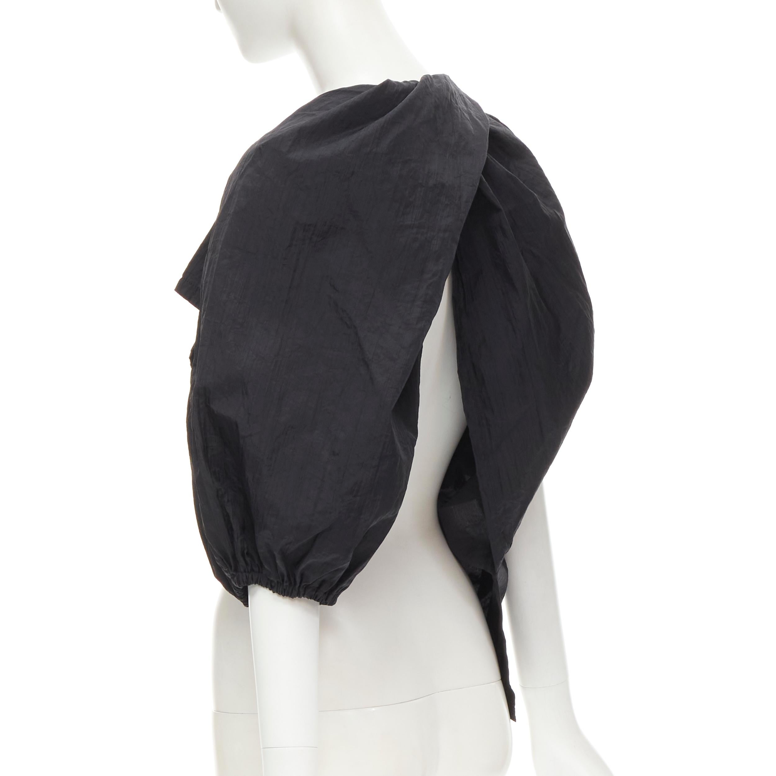 Women's COMME DES GARCONS 1980's Vintage black crinkled nylon twist back shrug jacket For Sale