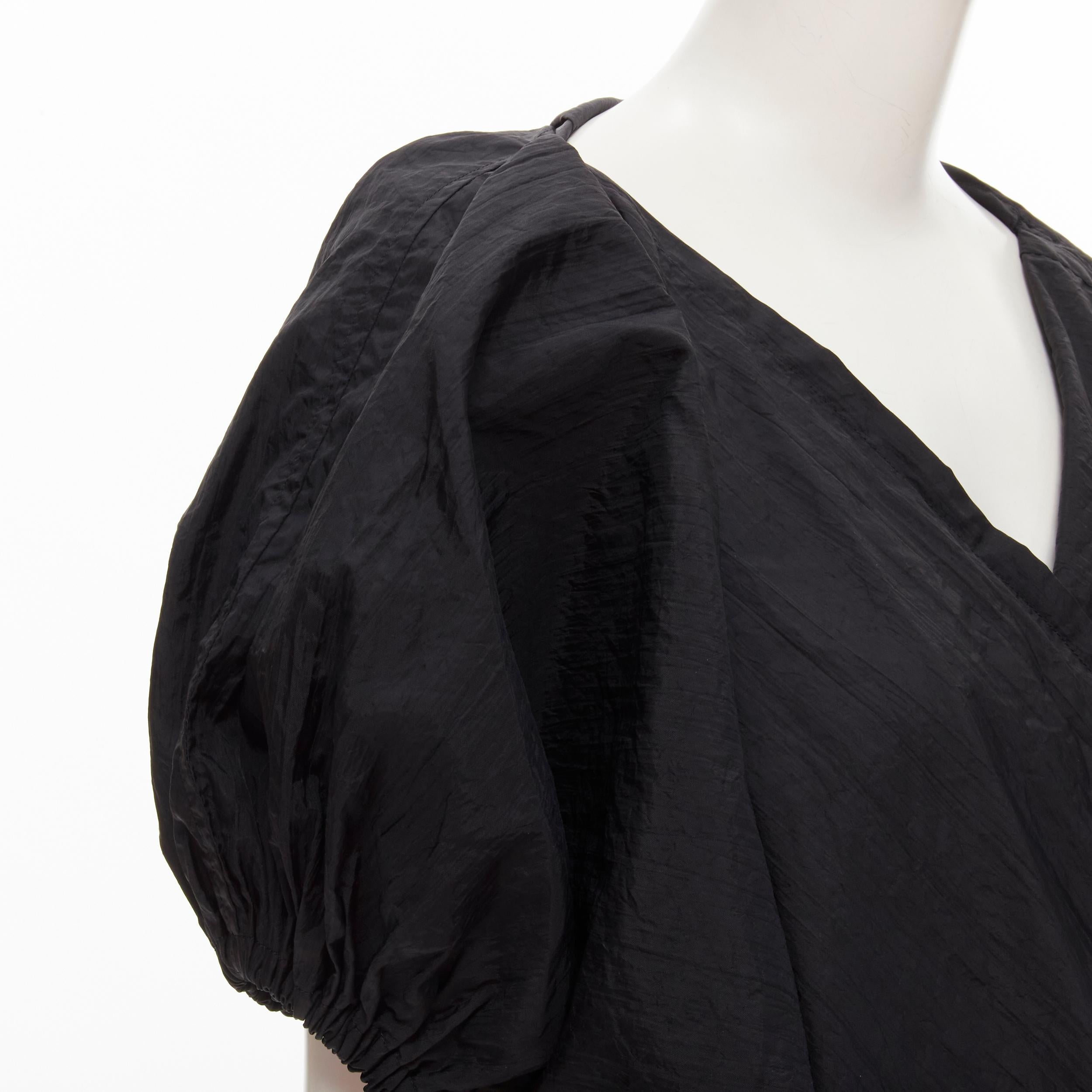 COMME DES GARCONS 1980's Vintage black crinkled nylon twist back shrug jacket For Sale 2