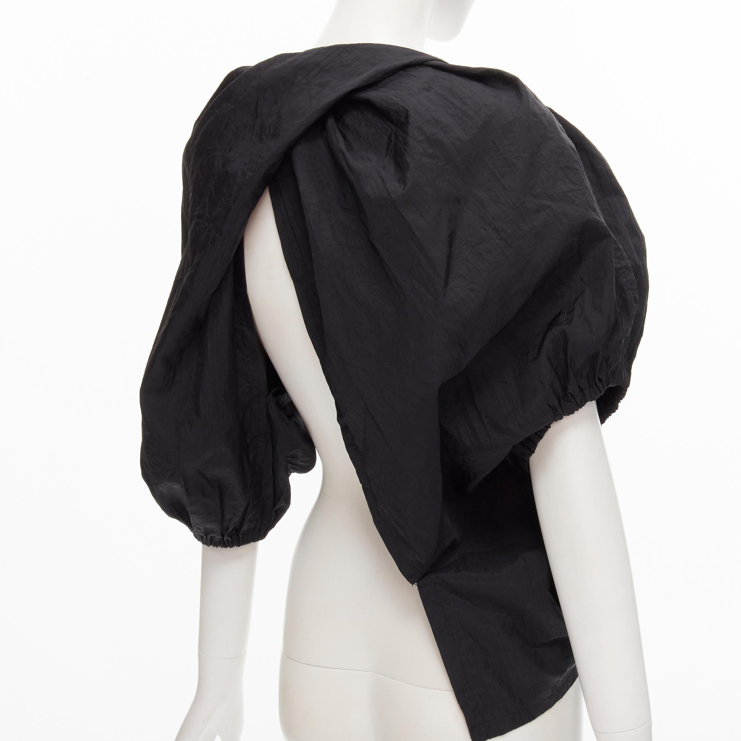 COMME DES GARCONS 1980's Vintage black crinkled nylon twist back shrug jacket For Sale 3