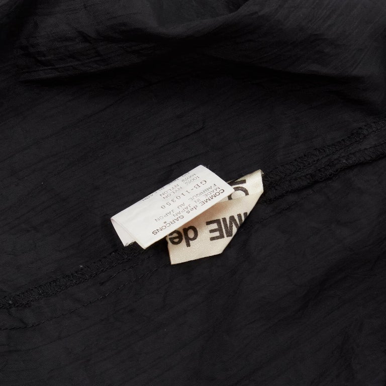 COMME DES GARCONS 1980's Vintage black crinkled nylon twist back shrug ...
