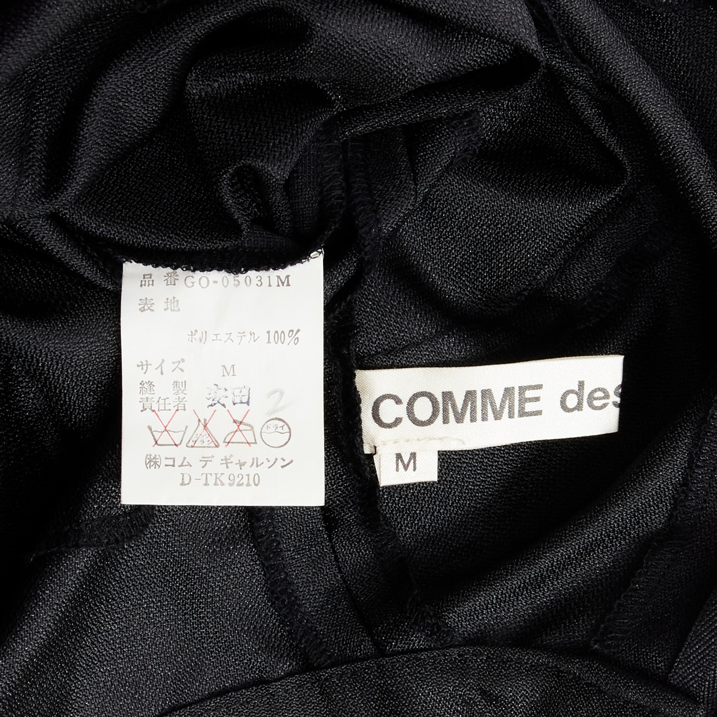 COMME DES GARCONS Robe jupe drapée noire vintage à boutons et coupe incurvée, Taille S, années 1980 en vente 5