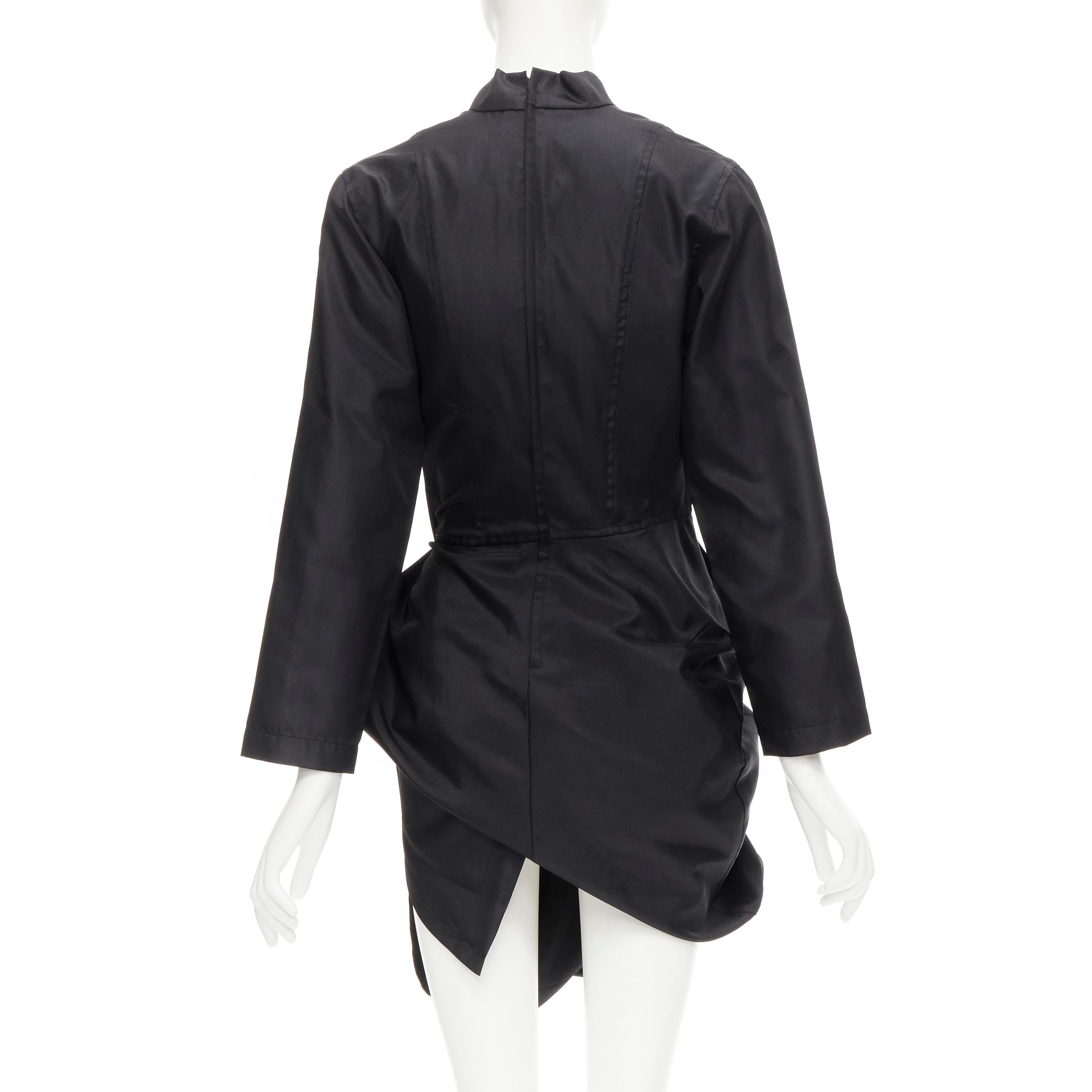 Women's COMME DES GARCONS 1980's Vintage black curved cut button draped skirt dress S For Sale