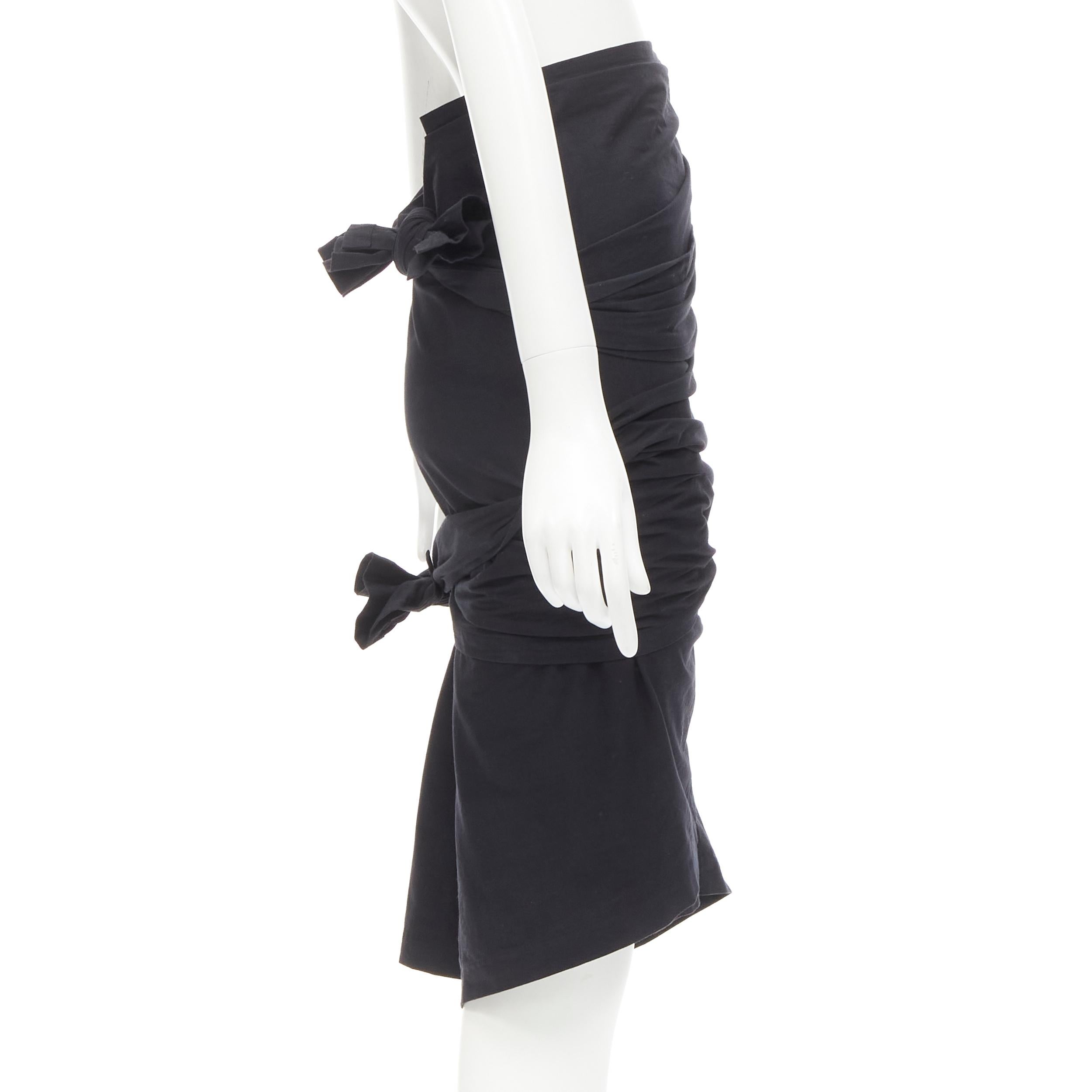 COMME DES GARCONS 1980's Vintage black deconstructed self wrap tie skirt M In Excellent Condition For Sale In Hong Kong, NT