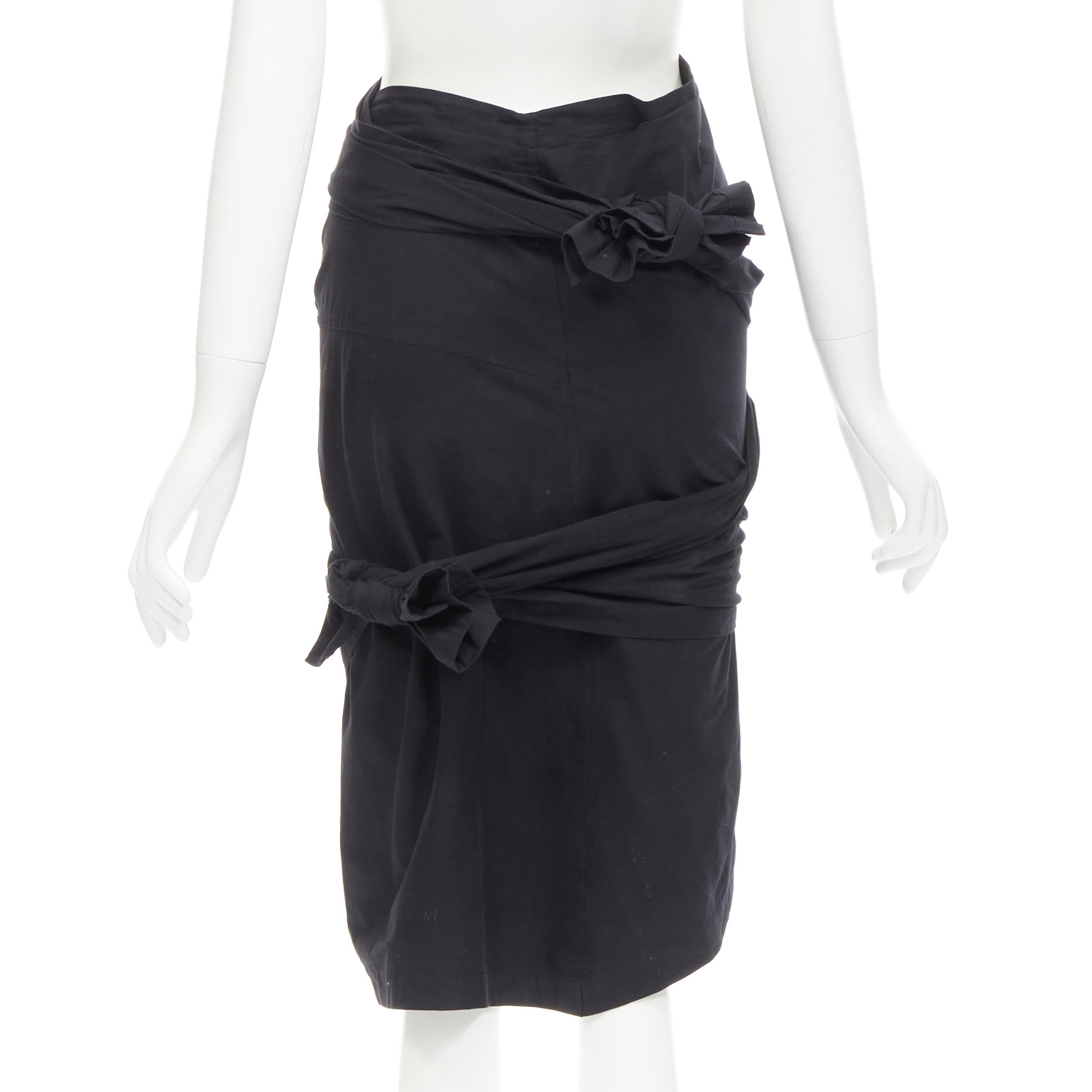 Women's COMME DES GARCONS 1980's Vintage black deconstructed self wrap tie skirt M For Sale