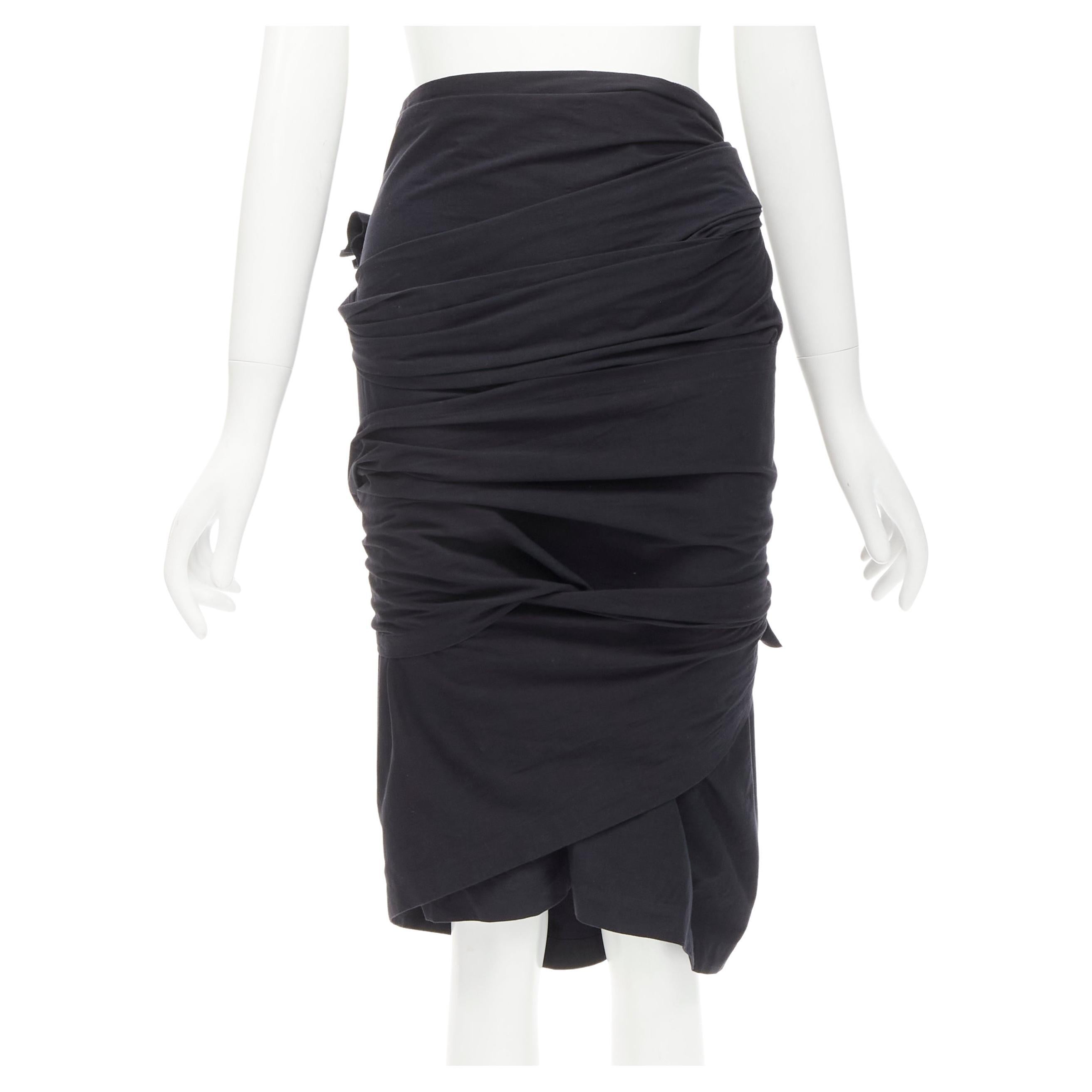 COMME DES GARCONS 1980's Vintage black deconstructed self wrap tie skirt M For Sale
