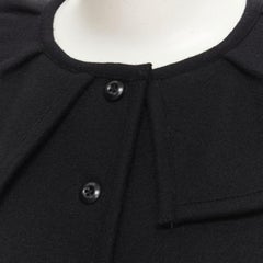 COMME DES GARCONS 1980's Vintage black felt flared collar peplum structured top