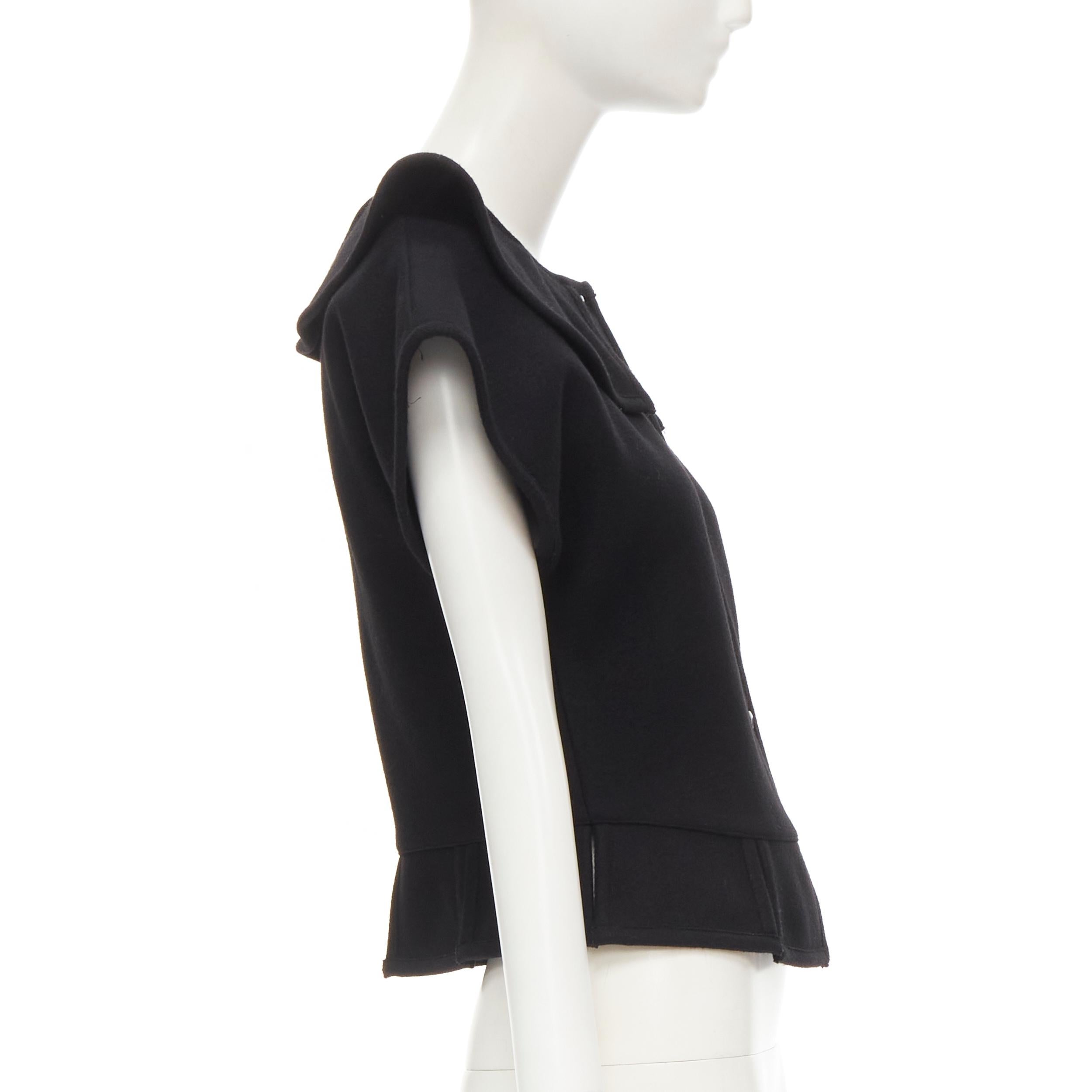 COMME DES GARCONS 1980's Vintage black felt flared collar peplum structured top In Excellent Condition For Sale In Hong Kong, NT