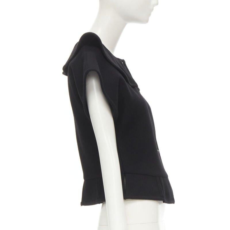COMME DES GARCONS 1980er Jahre Vintage Schwarzes strukturiertes Oberteil aus Filz mit ausgestelltem Kragen und peplum Damen im Angebot