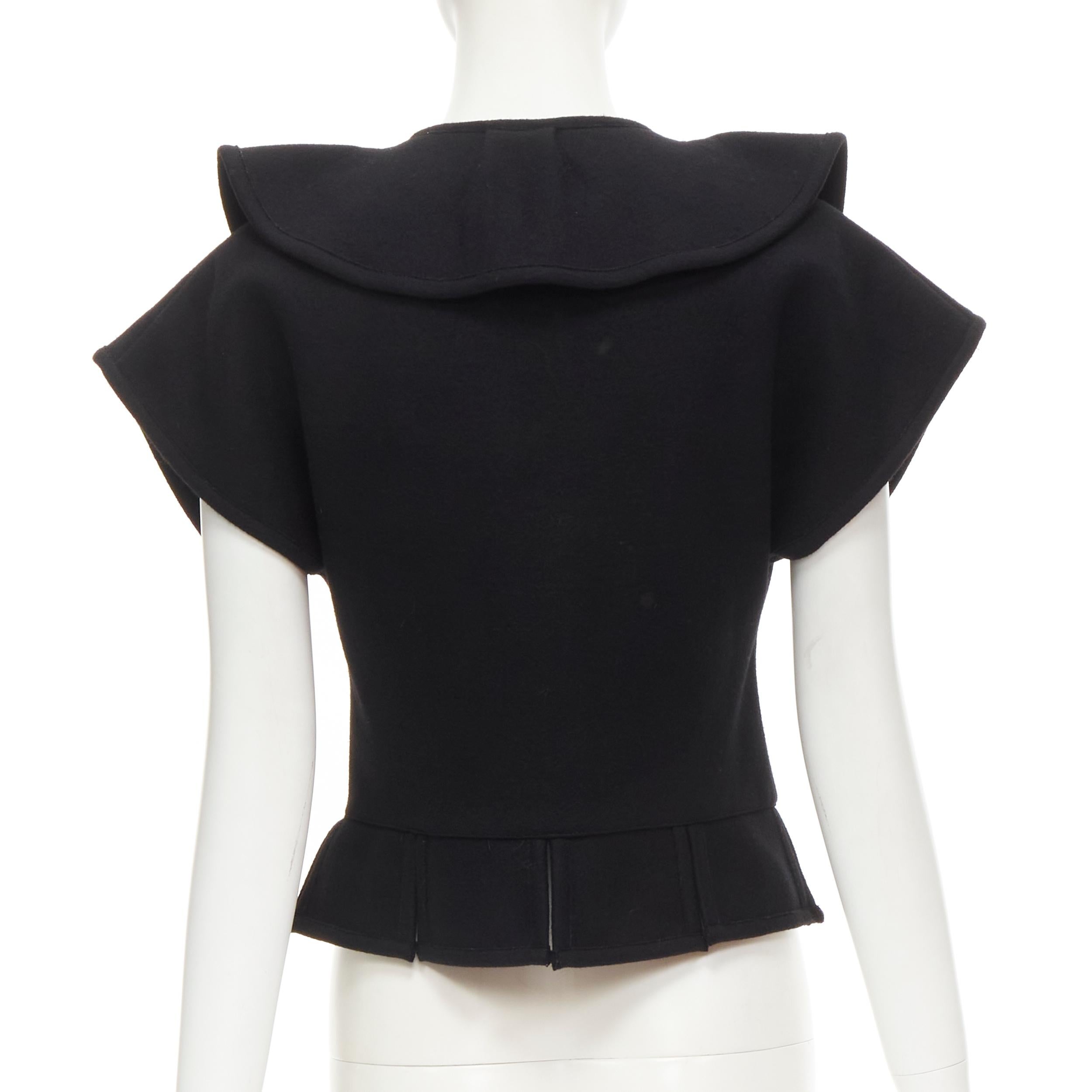 Women's COMME DES GARCONS 1980's Vintage black felt flared collar peplum structured top For Sale