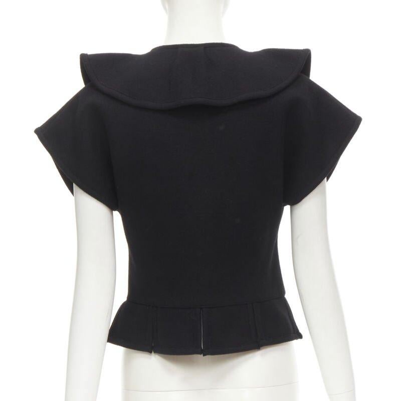COMME DES GARCONS 1980er Jahre Vintage Schwarzes strukturiertes Oberteil aus Filz mit ausgestelltem Kragen und peplum im Angebot 1