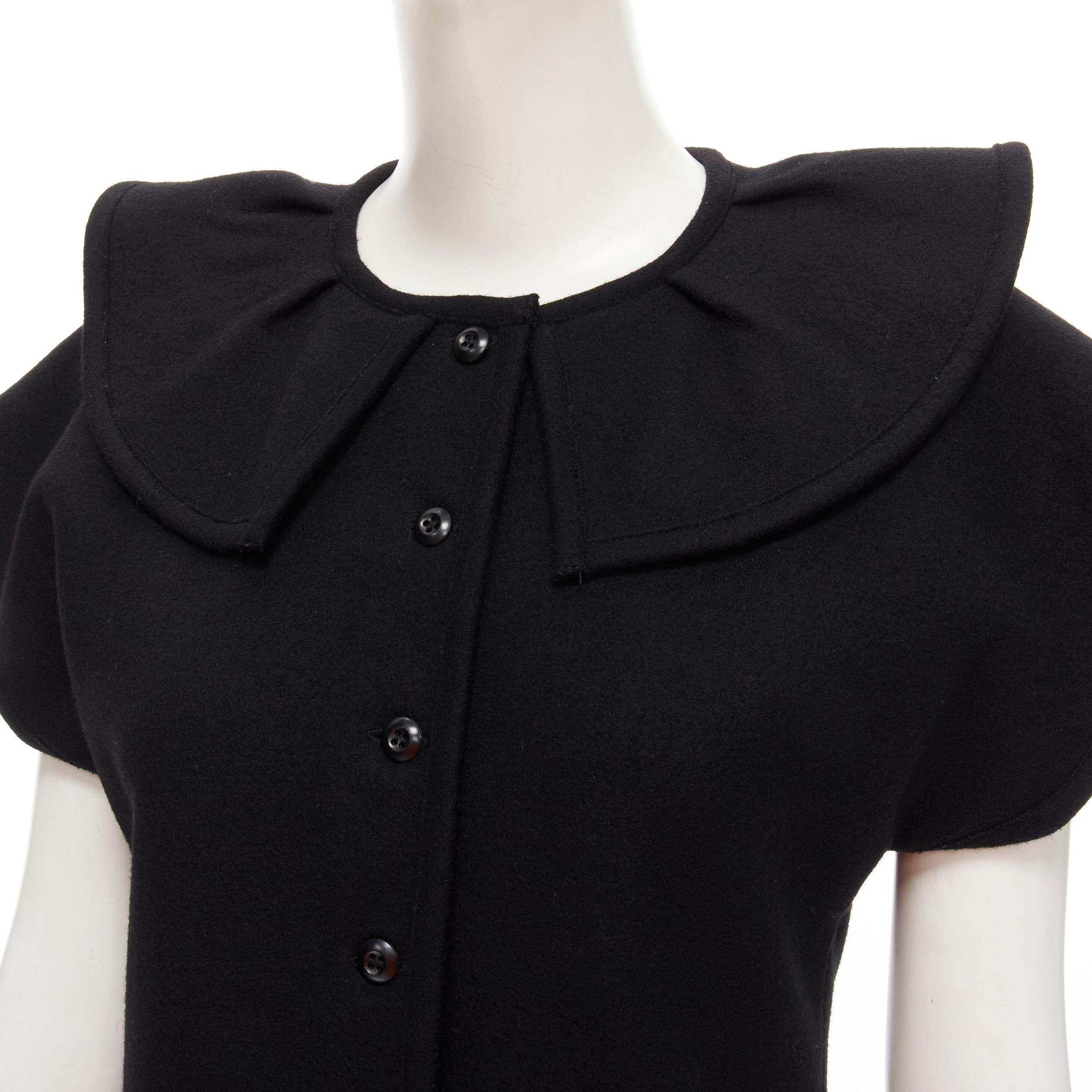 COMME DES GARCONS 1980's Vintage black felt flared collar peplum structured top For Sale 2
