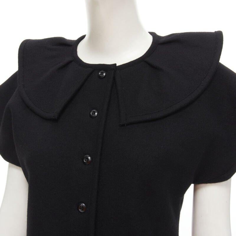 COMME DES GARCONS 1980er Jahre Vintage Schwarzes strukturiertes Oberteil aus Filz mit ausgestelltem Kragen und peplum im Angebot 3