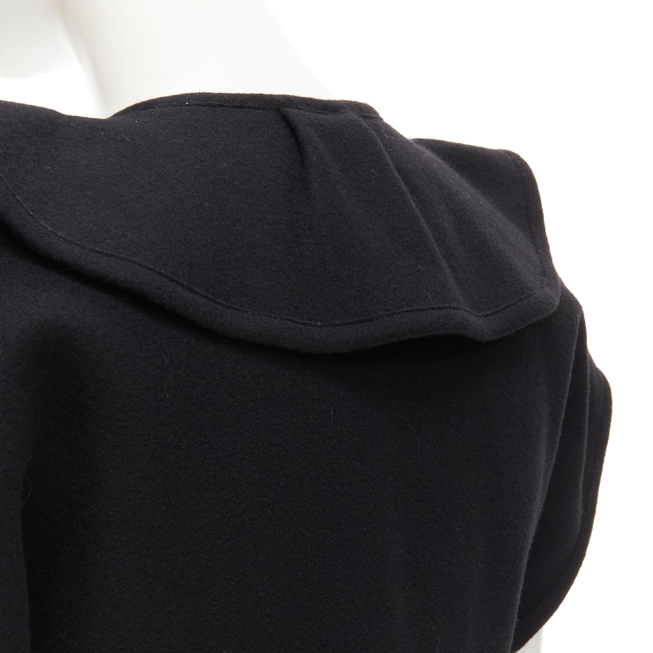 COMME DES GARCONS 1980's Vintage black felt flared collar peplum structured top For Sale 3